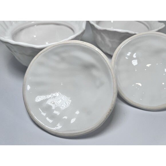 VTG OLFAIRE Portugal White Ceramic Shell Lidded Bowls Set Of 2- Coastal‎ Cottage - Picture 6 of 15